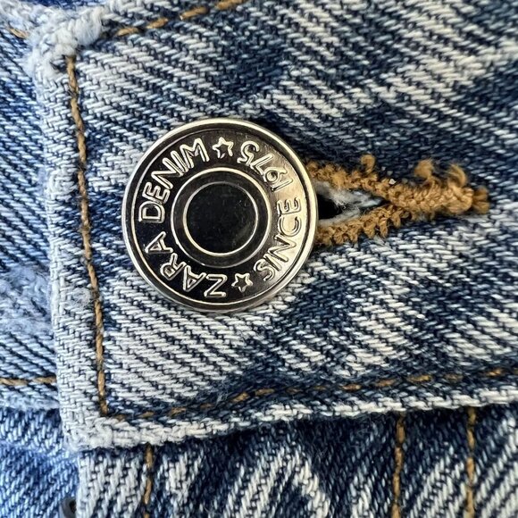 Zara NWT Size USA 34 EUR 44 Double Knee Wide Leg Utility Denim Carpenter Jeans - Picture 10 of 15